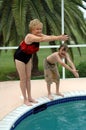 Grandma and grandson swim