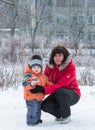 Grandma holds the newborn grandson Royalty Free Stock Photo