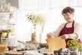 Grandma making a dough