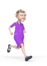 Grandma nurse cartoon is jogging in white background Royalty Free Stock Photo