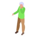 Grandma panic attack icon isometric vector. Woman fear