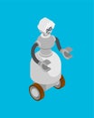 Grandma robot isolated. Governess Cyborg. Iron grandmother