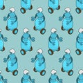 Grandma robot pattern seamless. Governess Cyborg background . Iron grandmother Royalty Free Stock Photo