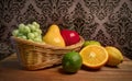 Grandma`s Basket of Assorted Fresh Fruits Royalty Free Stock Photo