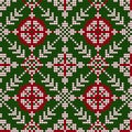 Grandma s Christmas knitting pattern in red, green and white colors