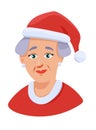 Grandma in a Santa hat. Flat vector clipart illustration Royalty Free Stock Photo