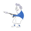 Grandma's Defence Cartoon Resistance Illustration Royalty Free Stock Photo