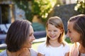 Grandmas know how to make you smile. three happy generations of women. Royalty Free Stock Photo