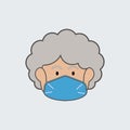 Grandmather with mask icon, disease grandma, vector, illustration Royalty Free Stock Photo