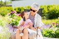 Grandmother and baby granddaughter with phone Royalty Free Stock Photo