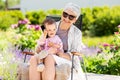 Grandmother and baby granddaughter with smartphone Royalty Free Stock Photo