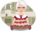 Grandmother baked a cake Royalty Free Stock Photo