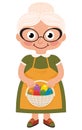 Grandmother with a basket of Easter eggs