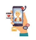 Grandmother calling - modern vector cartoon character illustration Royalty Free Stock Photo