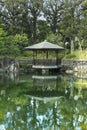 Grandmother came back for the obon festival that honors the spirits of the ancestors. She admires the pond by remembering the pas