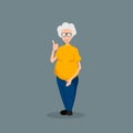 Grandmother in cartoon style. Isolated image of old lady. Funny grandma in yellow shirt Royalty Free Stock Photo