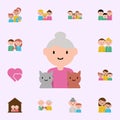 grandmother, cats cartoon icon. family icons universal set for web and mobile Royalty Free Stock Photo