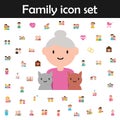 Grandmother, cats cartoon icon. Family icons universal set for web and mobile Royalty Free Stock Photo