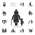 Grandmother with child familiar silhouettes icon. Detailed set of human body part icons. Premium quality graphic design. One of th Royalty Free Stock Photo