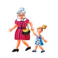 Grandmother with child flat vector characters