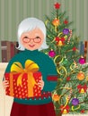 Grandmother and Christmas gift