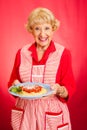 Grandmother Cooks Italian Spaghetti Royalty Free Stock Photo