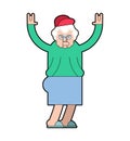 Grandmother cool. Grandma Rock Hand sign. Old lady In cap. Vector illustration Royalty Free Stock Photo