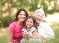 Grandmother, Daughter And Granddaughter In Park Royalty Free Stock Photo