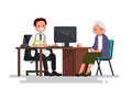 Grandmother at the doctor. Vector illustration Royalty Free Stock Photo