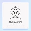Grandmother in glasses thin line icon. Modern vector illustration for avatar