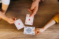 Grandmother and grandchild`s playing cards Royalty Free Stock Photo