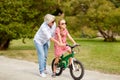 Grandmother and granddaughter with bicycles Royalty Free Stock Photo