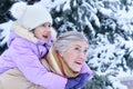 Grandmother and granddaughter have fun