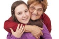 Grandmother and granddaughter hugging Royalty Free Stock Photo