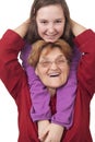Grandmother and granddaughter hugging Royalty Free Stock Photo