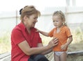 Grandmother and granddaughter outdoor