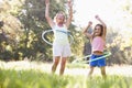 Grandmother and granddaughter at a park