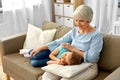 Grandmother and granddaughter sleeping on pillow Royalty Free Stock Photo