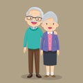 Elderly couple holding hands.Grandmother and grandfather together