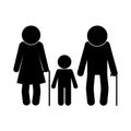 Grandmother grandfather and grandson avatar silhouette style icon vector design