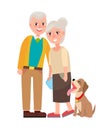 Grandmother and Grandfather with Pet Isolated