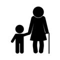 Grandmother and grandson avatar silhouette style icon vector design