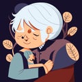 Grandmother and grandson hugging each other. in cartoon style Generative AI