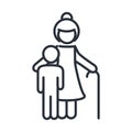 Grandmother and grandson members family day, icon in outline style Royalty Free Stock Photo