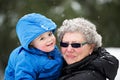 Grandmother and Grandson Outside in Winter Royalty Free Stock Photo