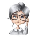 Grandmother with gray hair and glasses Royalty Free Stock Photo