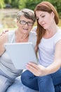 Grandmother and her granddaughter