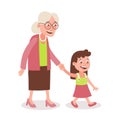 Grandmother with her granddaughter walking