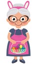 Grandmother holding a basket with Easter eggs