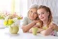 Grandmother hugging granddaughter Royalty Free Stock Photo